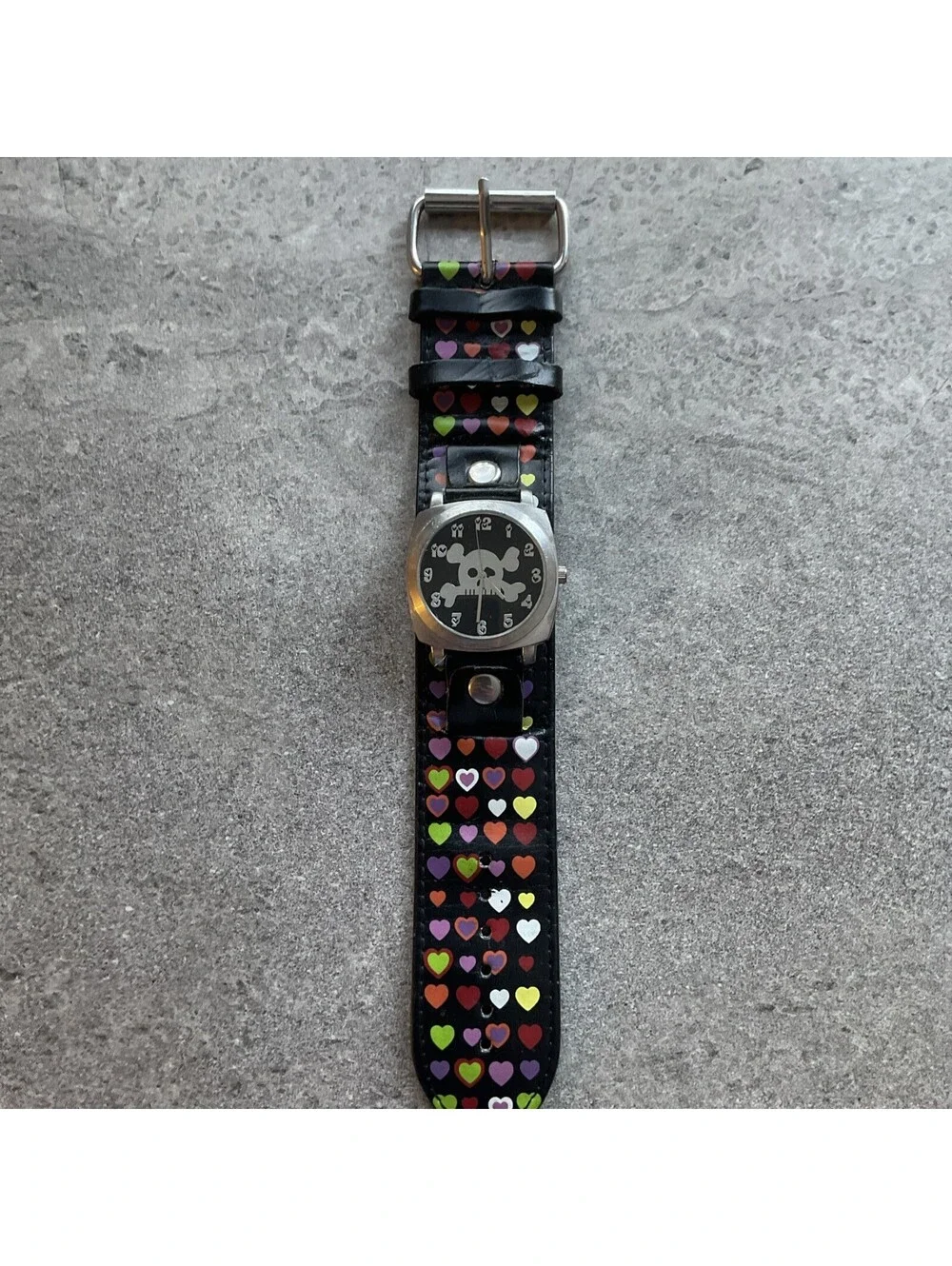 Rock It Womens Watch 40mm “Skull & Cross Bones” Dial Black Leather Band B-S